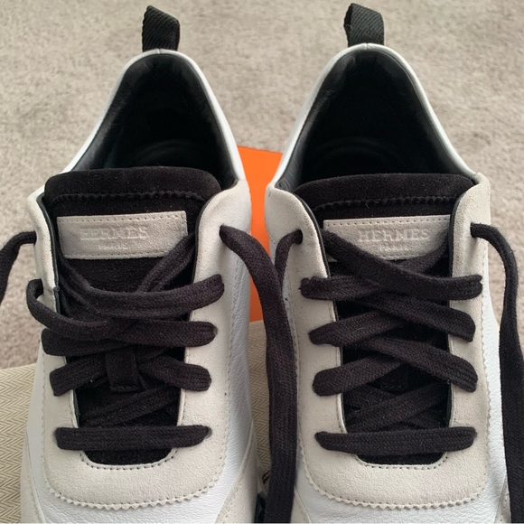 Hermes Blanc/Noir Bouncing Sneakers Size 39 Box Dust Bags - Picture 7 of 9